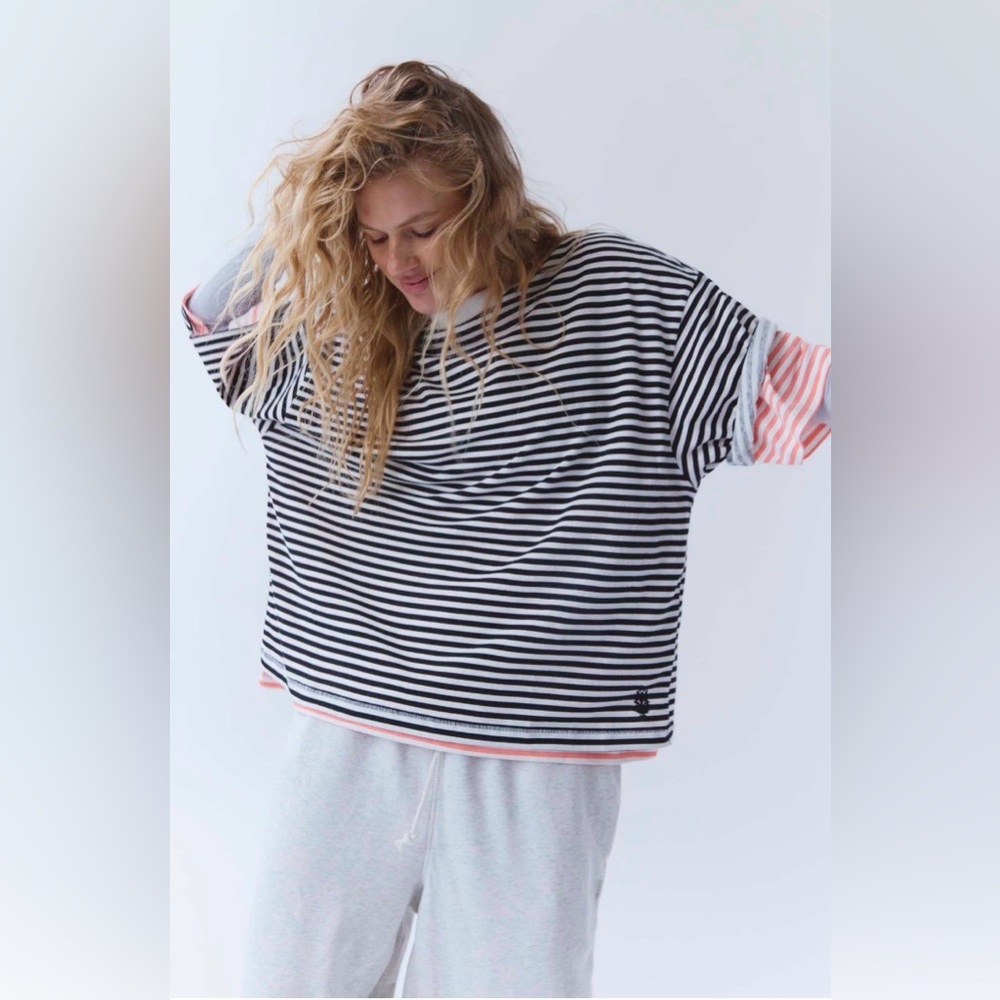 Free People Tackle Stripe Tee🖤 (missing logo)
